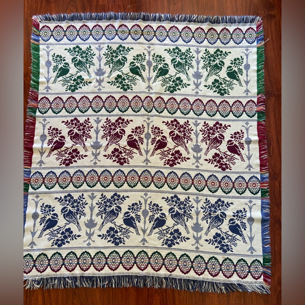 Tapestry BIRD Throw Blanket Multi Color - Picture 8 of 9
